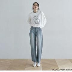 新品Searoomlyn 25inchストレートデニム ライトブルー ベルト付き Organic cottonベーシック SRN02