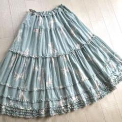 【美品】ピンクハウス ロングスカート デニム 花柄 フリル リボン 美品】ピンクハウス ロングスカート デニム 花柄 フリル リボン