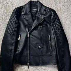 【最終値下げ】　DSQUARED2 ブラック　ラムレザー　ライダースジャケット 美品 DSQUARED2 ダブルライダースジャケット レザー ブラック 黒