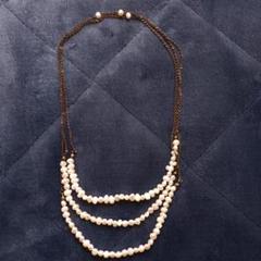 美品　超ロング淡水パールネックレス　ステーションネックレス　レイヤード