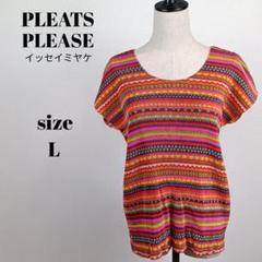 【a1464】PLEATS PLEASE 美品 イッセイミヤケ L マルチカラー