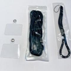 3点セット★スマホストラップ ショルダーストラップ 透明タグパッチ　ブラック