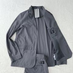【美品】アディダス　ポリエステル　スーツ　セットアップ　グレー　ストライプ