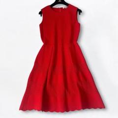 美品 EPOCA ニットワンピース ノースリーブ レッド size40 パーティ