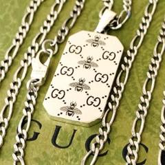 【激安通販 オンラインショップ】 ドッグタグ ネックレス ビー 極美品 グッチ シマ 蜂 925 silver アクセサリー