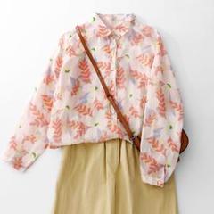 可愛い系 シャツ ブラウス プリント ゆったりI レディース ボタン トップス