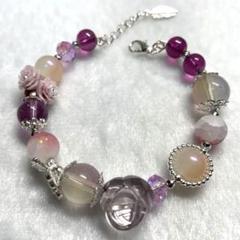 ハンドメイド パープルビーズブレスレット
