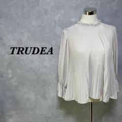 TRUDEA ブラウス プリーツ フレアスリーブ 無地 グレージュ M 4149
