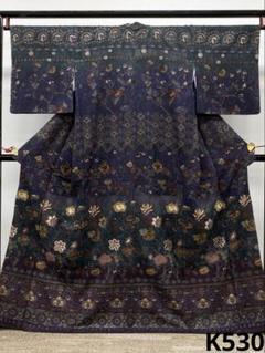 蘇州刺繍 汕頭刺繍 ふくれ織 総柄 訪問着 孔雀 カラー胴裏 金糸 正絹 躾糸付