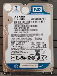 Western Digital 640GB ハードディスクドライブ HDD