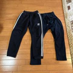 adidas 黒 サイドストライプ トレーニングパンツ　２枚セット