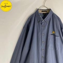 【長袖シャツ　B.D　刺繍　ワンポイント　オーバーサイズ　水色　古着】