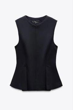 【完売品】ZARA ザラ ペプラムリボントップス⭐︎ブラックXS ZARA】ペプラムリボン トップス ブラック | 2606/777/800 (ZARA