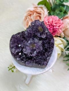 ♡アメジスト　ハート♡　 花　クラスター　ザクザク