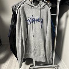 【レア】stussy ステューシー 立体ロゴ スウェットパーカー センターロゴ OLD STUSSY ステューシー Sロゴ ワッペン パーカー グレー XL