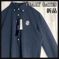 【未使用品】パーリーゲイツ 長袖 ポロシャツ ゴルフウェア ネイビー 刺繍ロゴ