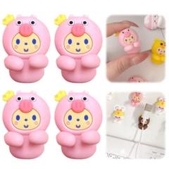 【4個セット】かわいいケーブルホルダー ピンクのこぶた ケーブルクリップ
