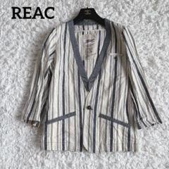 【美品！】REAC レアックノーカラージャケット　ストライプ　日本製　個性的　M