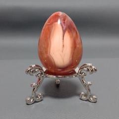 新品　カーネリアン　卵形　天然石　台座付き　美しい模様 ジオード　スフィアno4