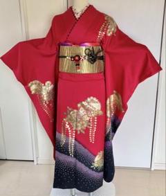 トールサイズの振袖と全通柄袋帯のセット　正絹　身丈170裄69 ⭐︎着物と帯のみ トールサイズの振袖と全通柄袋帯のセット 正絹 身丈170裄69