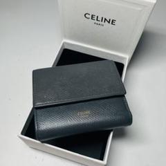 ✨未使用級✨CELINE 二つ折り　財布　現行ロゴ　レザー　ブラック　極美品 CELINE - 【極美品】CELINE セリーヌ 二つ折り 財布 黒の通販 by