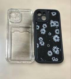 即発送【新品】iPhone15用ソフトケース 花柄 透明・黒 韓国