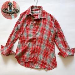 極美品 Vivienne Westwood 変形 シャツ オーブ チェック M 極美品 ヴィヴィアンウエストウッド リネン チェック シャツ