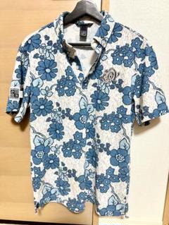 ZOYゴルフメンズシャツ　ブルー系花柄　size2