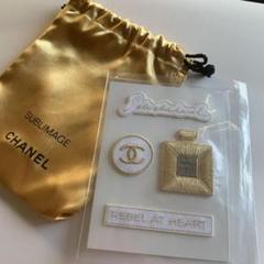 【2点セット】シャネル ノベルティ 刺繍ステッカー&CHANELゴールド巾着袋