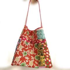 ❁ハンドメイド❁ ヴィンテージラリーキルト　トートバッグ ヴィンテージ ラリーキルトバック カンタキルト トートバック