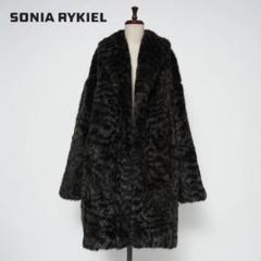 SONIA RYKIEL ロングフェイクファーコート 黒 M*YC2001