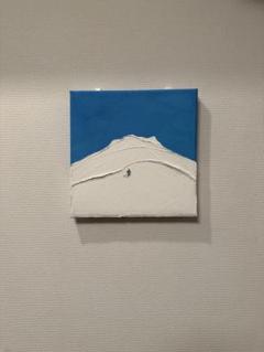 登山　抽象的な雪山の油絵 20cm x 20cm