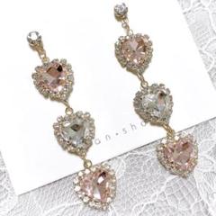 クリスタルドロップ♡ピアス♡アクセサリー♡韓国ファッション♡A18 ハート桃