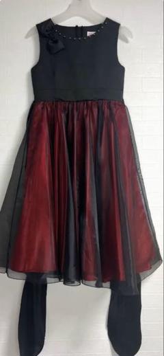 美品　1stRady キッズドレス　発表会　結婚式　コンクール　赤黒　150cm