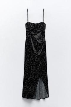 ZARA ドットプリント サテン バーレスクインスピレーション ワンピース