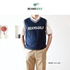 BEAMS GOLF（ビームスゴルフ）ロゴ入りのニットベストM ネイビー