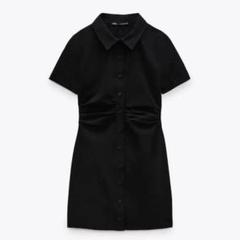 ZARA ギャザーディティール 半袖シャツミニワンピース - メルカリ