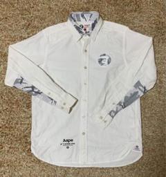 【AAPE BY *A BATHING APE®】長袖シャツ 白 迷彩 ロゴ