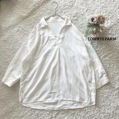 ローリーズファーム ホワイト Vネック長袖ブラウス M LOWRYS FARM