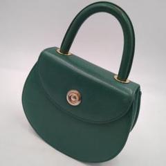 ★美品 courreges クレージュ フォーマル ロゴボタン レザー 金具 緑 ☆美品 courreges クレージュ フォーマル ロゴボタン レザー