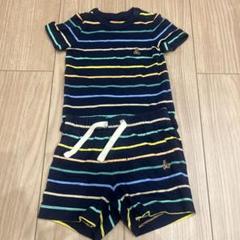 【美品】GAP ストライプロンパース&パンツ　セットアップ3-6ヶ月　60 半袖