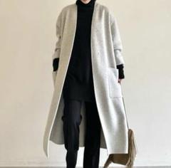 Whim Gazette ウィムガゼット　ノーカラーロングコート　毛　ベージュ ノーカラーリバーロングコート | Whim Gazette(ウィム ガゼット