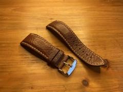 未使用　ハミルトン　２０㎜幅　カーフレザーベルト　ダークブラウン HAMILTON ハミルトン純正ベルト21mm/カーキETO用ブラウンプレス