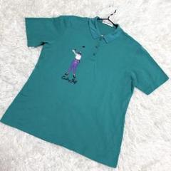 CASHING✨美品　ゴルフウェア　ポロシャツ　刺繍　お洒落　グリーン　（M）