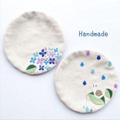 紫陽花とかたつむりのコースター＊２枚
