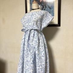 浴衣リメイク　ギャザーワンピース　着物リメイク　綿　新品反物　L〜L L