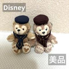 【美品】ダッフィ&シェリーメイ 2014冬バージョンぬいぐるみバッジ タグ付き カラーオブクリスマスコスチューム☆