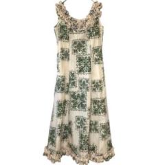 フラダンス用ライムグリーンムームー 美品 ハワイ製 フラダンス衣装】グリーン T&L MUUMUU FACTORY