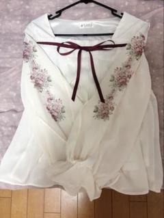 axes femme アクシーズファム トップス シフォン リボン バラ