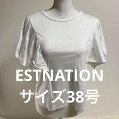 ESTNATION フリル袖 ホワイト Tシャツ トップスM (0553)
